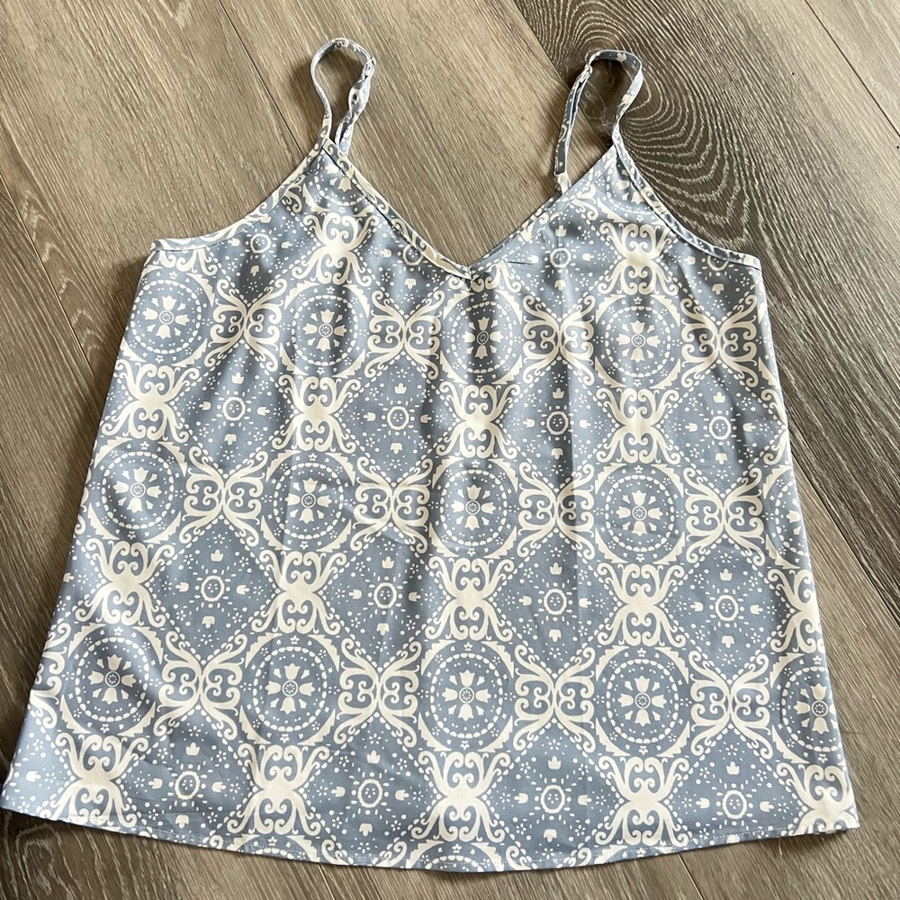 Stylish Blue and Cream Patterned Camisole